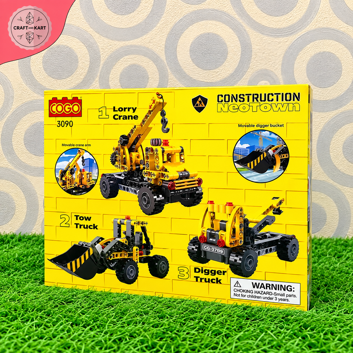 Brick Building COGO 3-in-1 Construction Crane Truck Building Blocks Set | 235 PCS Educational STEM Toy for Kids 6+