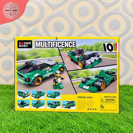Brick Building 10-in-1 Super Racing Car Building Blocks Set – 195+ PCS STEM Construction Toy for Kids 6+