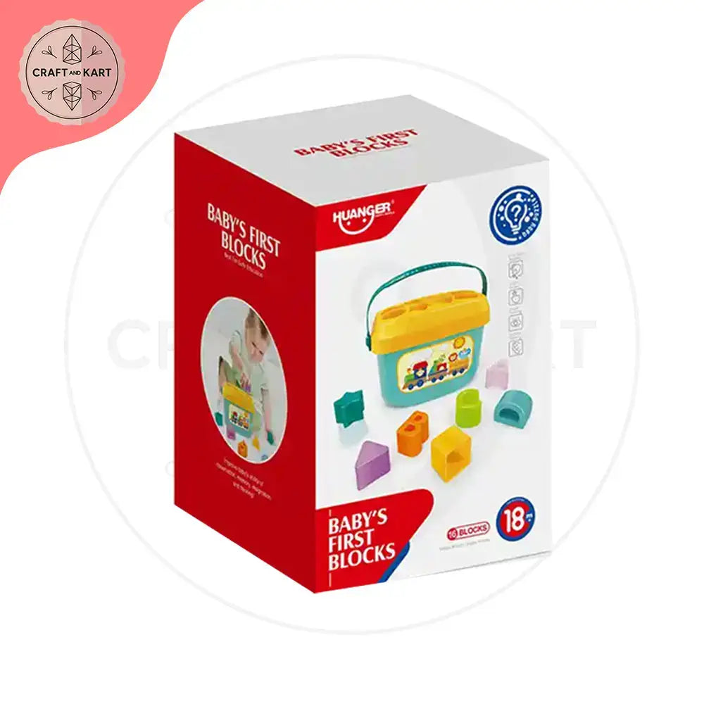 Box of HUANER Baby's First Blocks toy set on a white background