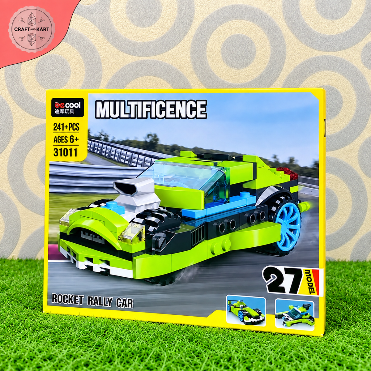 Brick Building DeCool Rocket Rally Car Building Blocks Set (241+ Pcs) | Craft & Kart