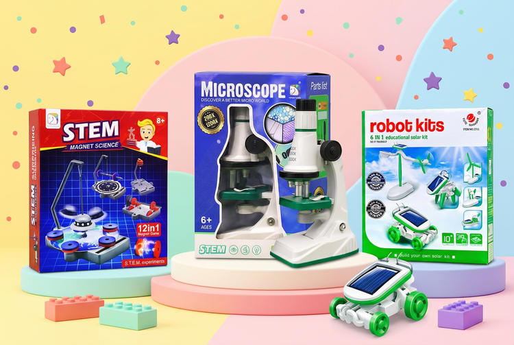 Craft &amp; Kart best sellers: kids science microscope kit, 12-in-1 magnetic science kit and 6-in-1 solar robot kit