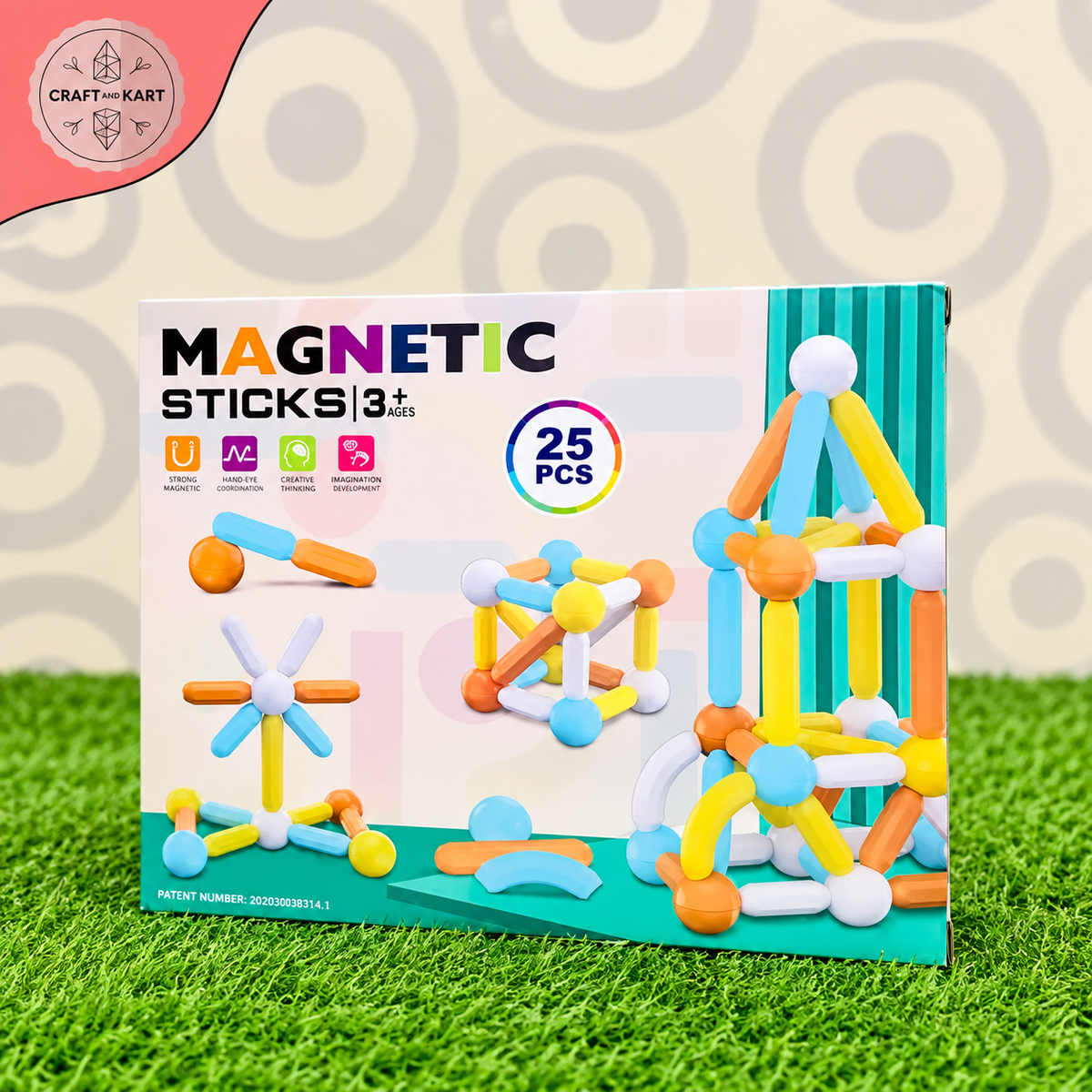 25 Pcs Kids Magnetic Sticks Lamp Balls Building Blocks Set