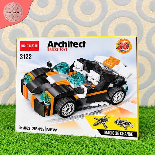 Brick Building Architect 36-in-1 Magic Change Building Bricks Toy Set | Craft & Kart
