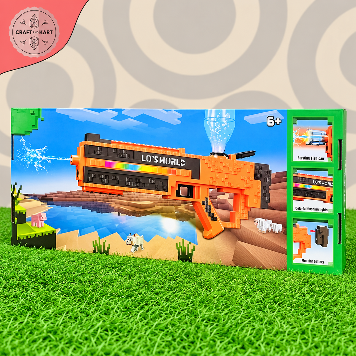 Minecraft Style Pixel Gun Water Blaster for Kids Age 6+