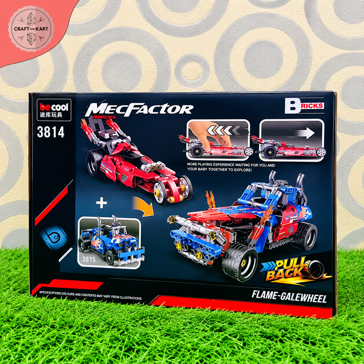 Brick Building Decool MecFactor Red Lightning Pull Back Racing Car Building Blocks Set | 204+ PCS STEM Toy for Kids 6+