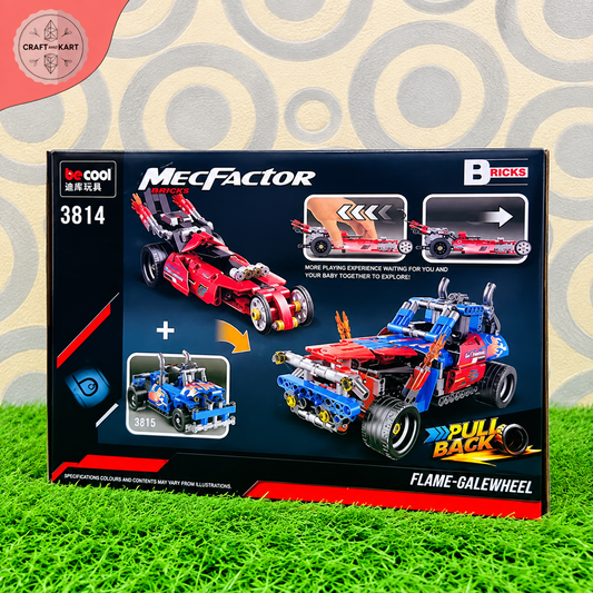 Brick Building Decool MecFactor Red Lightning Pull Back Racing Car Building Blocks Set | 204+ PCS STEM Toy for Kids 6+