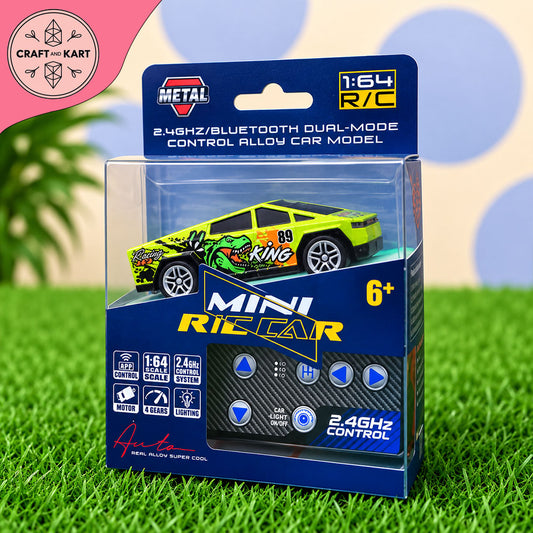Mini RC Racing Car 1:64 Scale – 2.4GHz Bluetooth Dual-Mode Alloy Remote Control Toy Car for Kids 6+