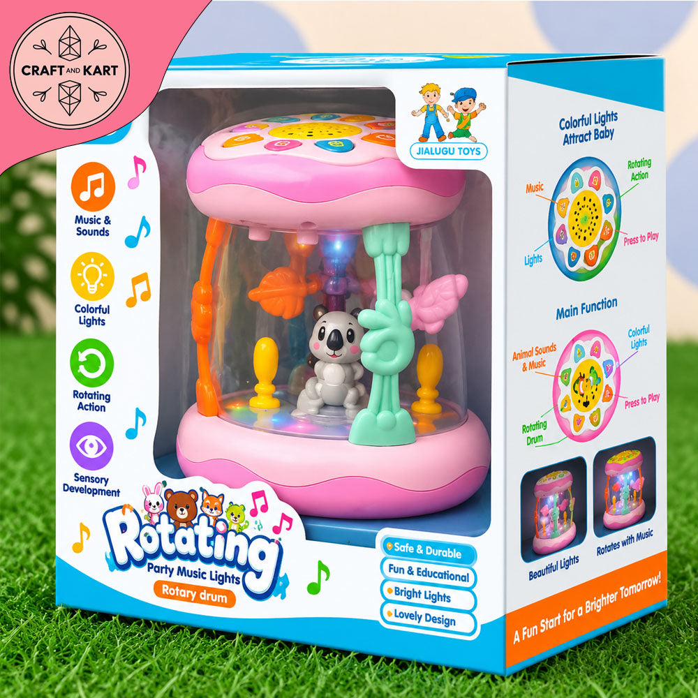 Rotating Musical Drum Toy for Babies 12+ Months | Light & Sound Sensory Learning Toy