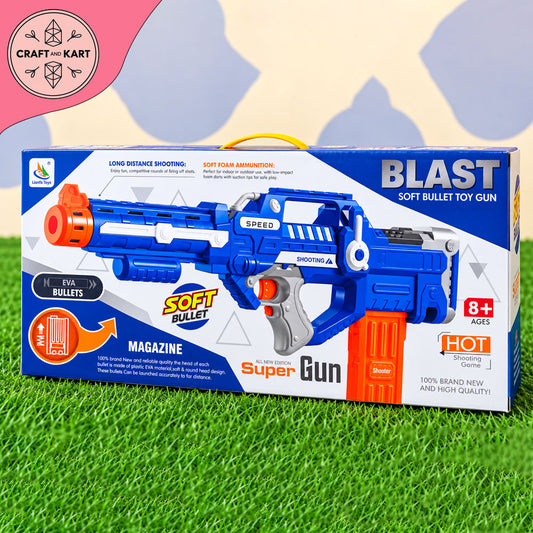 BLAST Super Soft Bullet Toy Gun for Kids – EVA Foam Bullet Blaster with Magazine, Long-Distance Shooting & 8+