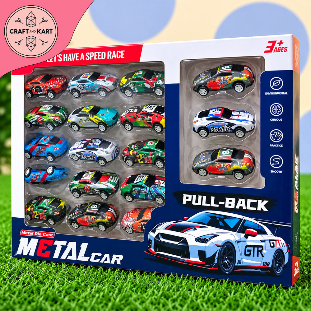 Metal Die-Cast Pull-Back Racing Cars Set – Mini Toy Cars Collection for Kids 3+