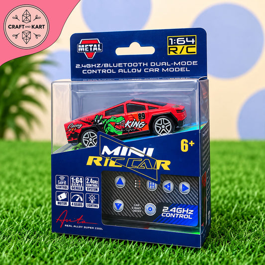Mini RC Racing Car 1:64 Scale – 2.4GHz Bluetooth Dual-Mode Alloy Remote Control Toy Car for Kids 6+
