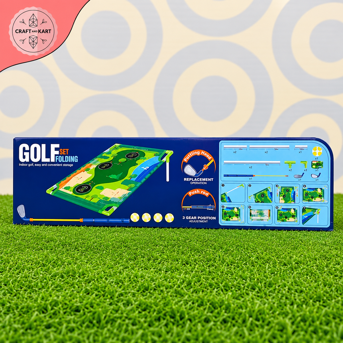 Golf Drive Trainer Set 22+ Pcs – Indoor Golf Practice Game for Kids & Adults | Putting Green & Golf Training Kit