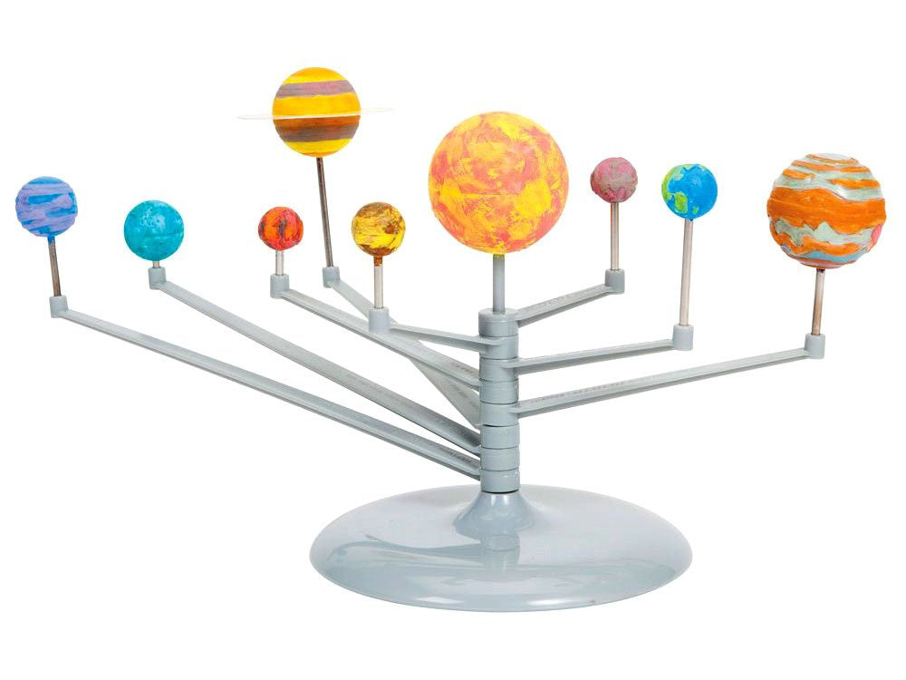 Model of the solar system with colorful planets on sticks