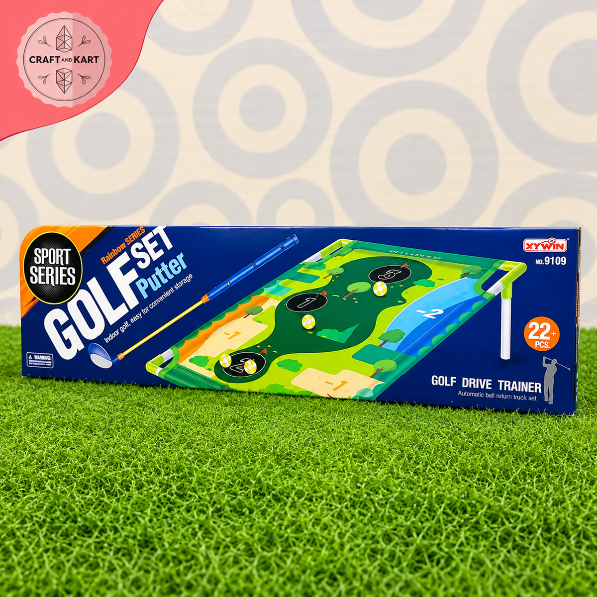 Golf Drive Trainer Set 22+ Pcs – Indoor Golf Practice Game for Kids & Adults | Putting Green & Golf Training Kit | Craft & Kart