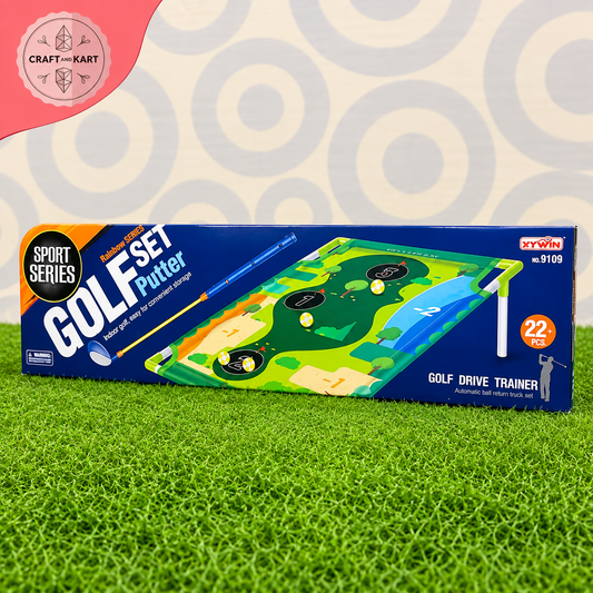 Golf Drive Trainer Set 22+ Pcs – Indoor Golf Practice Game for Kids & Adults | Putting Green & Golf Training Kit | Craft & Kart