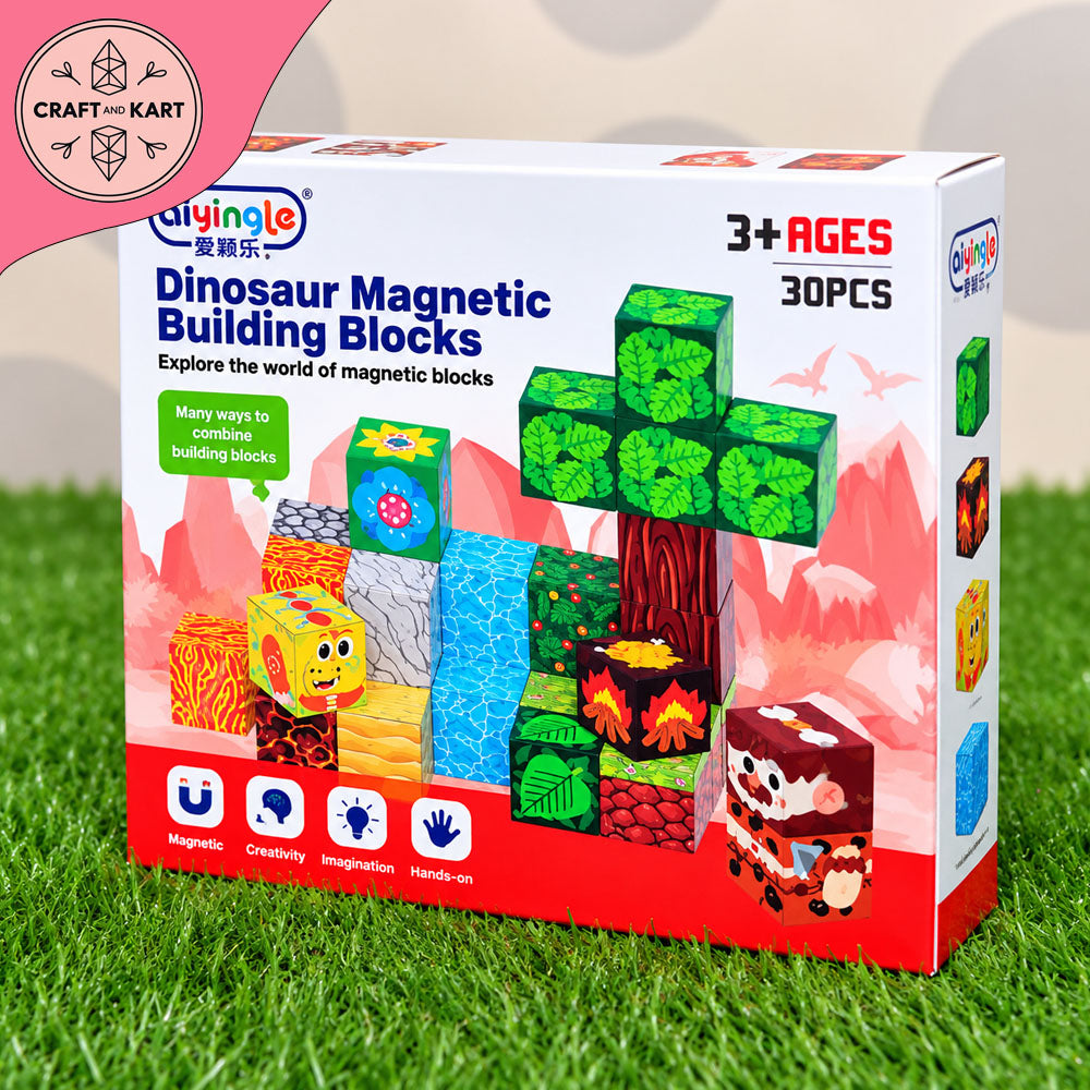 Dinosaur Magnetic Building Blocks Set – 30 Pcs (Ages 3+)
