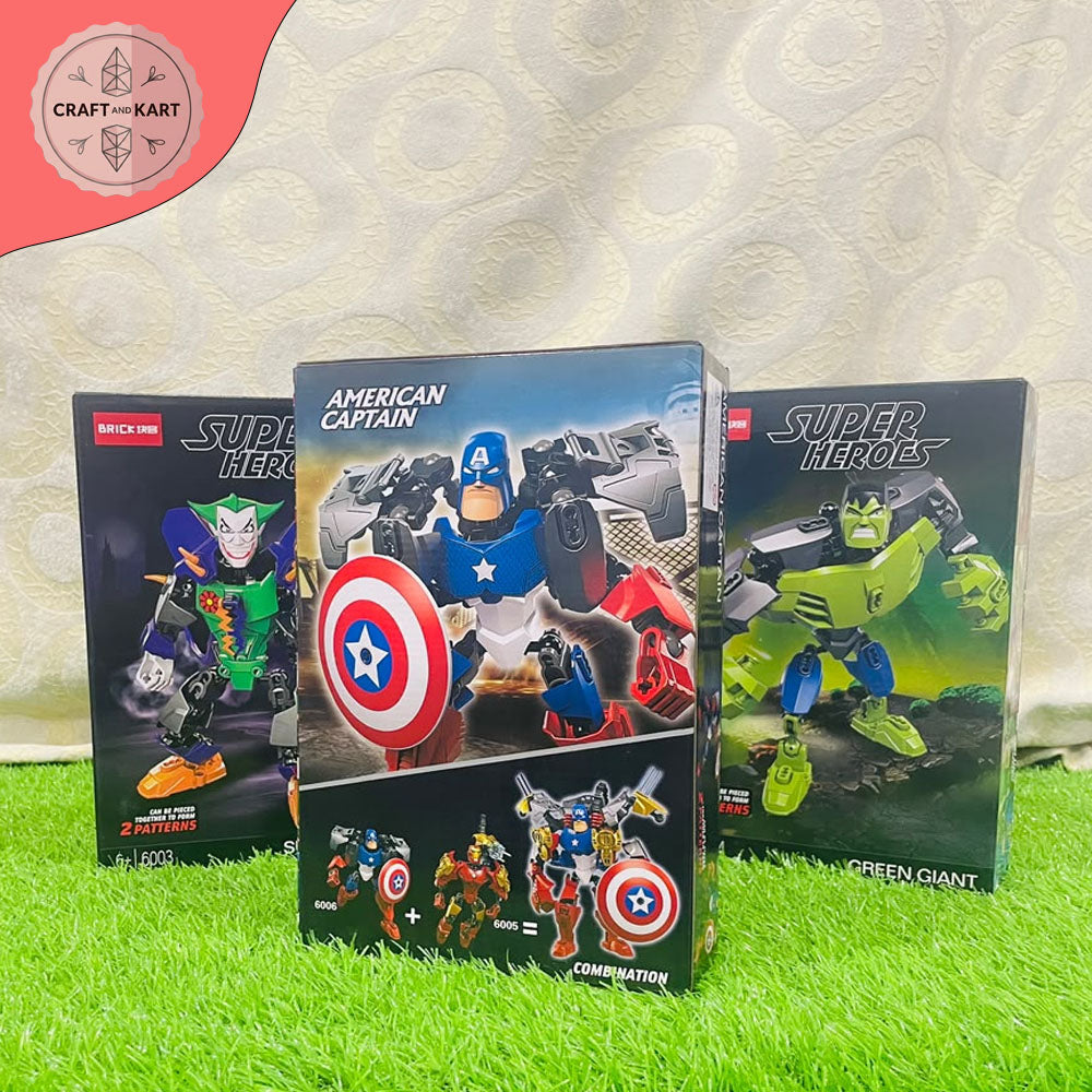 Captain America Mech Armor Building Blocks Set – 2-in-1 Super Hero Construction Toy for Kids 6+