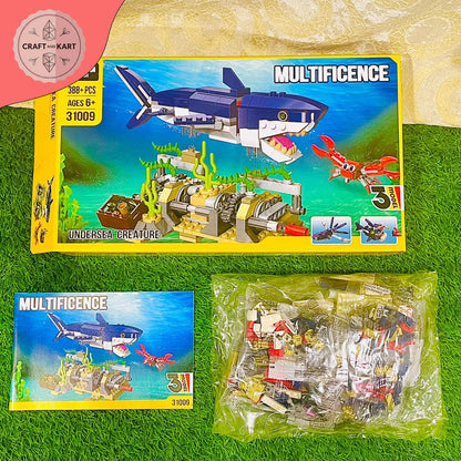 Decool Multificence 3-in-1 Undersea Creature Building Blocks Set | 388+ PCS Educational STEM Toy for Kids 6+