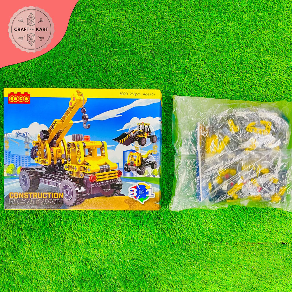 COGO 3-in-1 Construction Crane Truck Building Blocks Set | 235 PCS Educational STEM Toy for Kids 6+