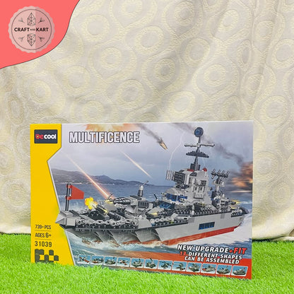 13-in-1 Military Warship Building Blocks Set for Kids | Navy Battleship Brick Toy (739 Pieces)