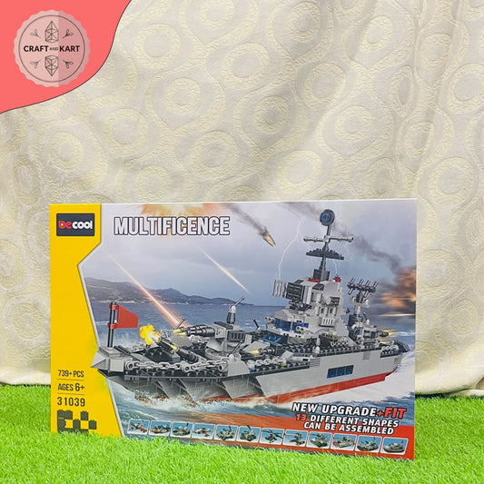 13-in-1 Military Warship Building Blocks Set for Kids | Navy Battleship Brick Toy (739 Pieces)