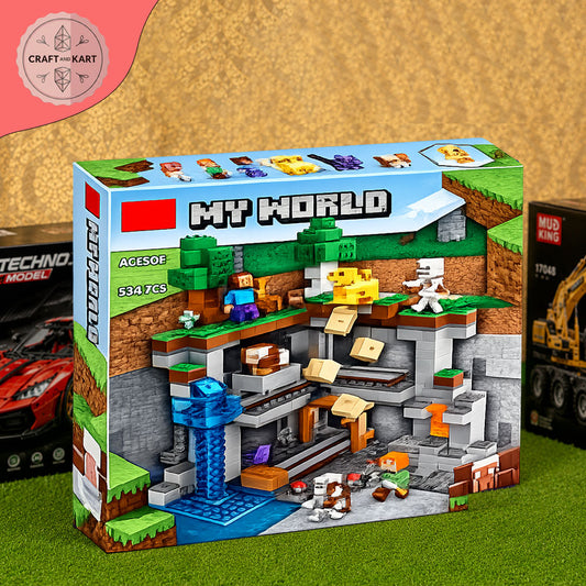 My World Mining Cave Building Blocks Set for Kids – 534 Pieces Educational Construction Toy