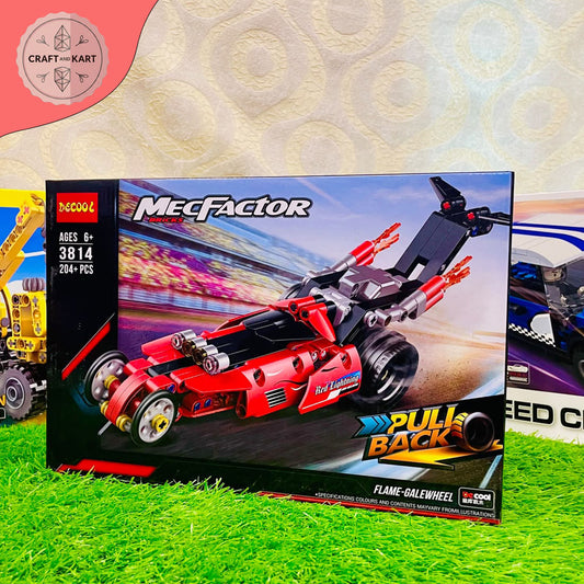 Decool MecFactor Red Lightning Pull Back Racing Car Building Blocks Set | 204+ PCS STEM Toy for Kids 6+
