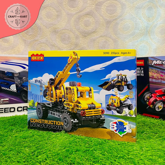 COGO 3-in-1 Construction Crane Truck Building Blocks Set | 235 PCS Educational STEM Toy for Kids 6+