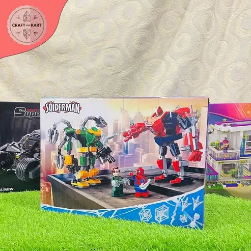 Brick Building Spider Man vs Octopus Super Hero Battle Building Blocks Set – 310+ Pieces Action Figure Construction Toy for Kids 8+