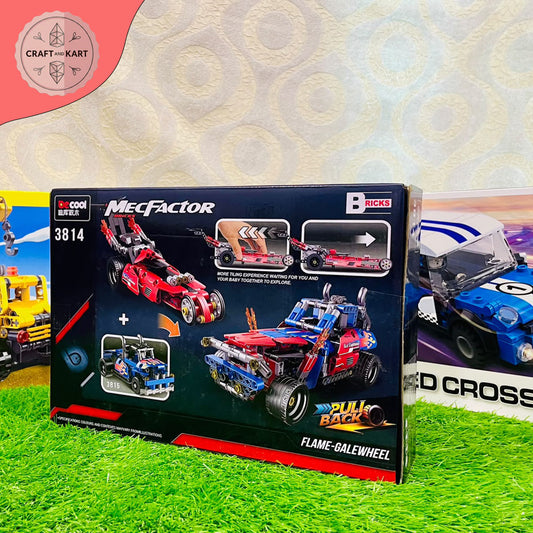 Decool MecFactor Red Lightning Pull Back Racing Car Building Blocks Set | 204+ PCS STEM Toy for Kids 6+