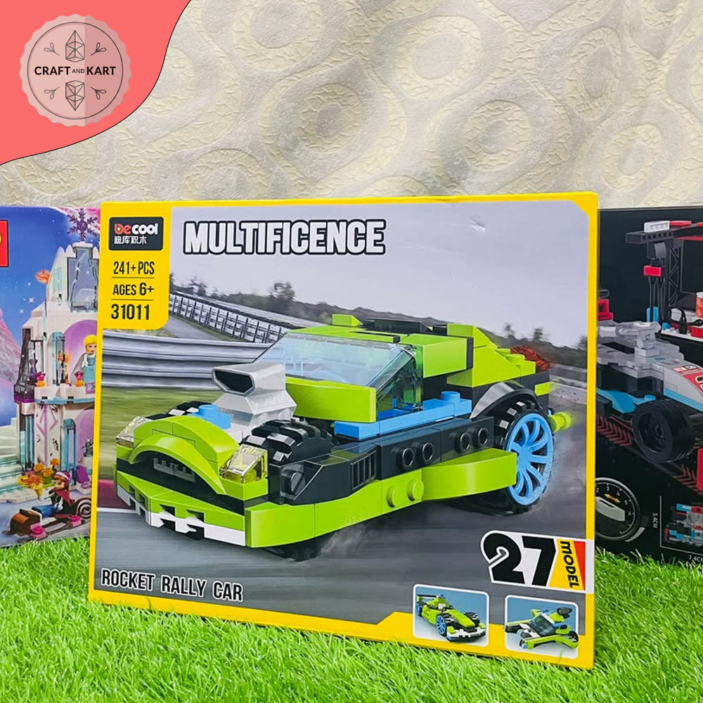 DeCool Rocket Rally Car Building Blocks Set (241+ Pcs) | Lego Compatible Multifigence Sports Racing Car Brick Toy for Kids & Boys Birthday Gift