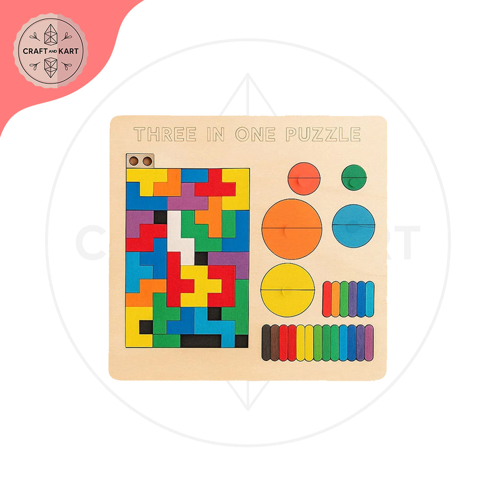 3 in 1 Wooden Puzzle For Kids