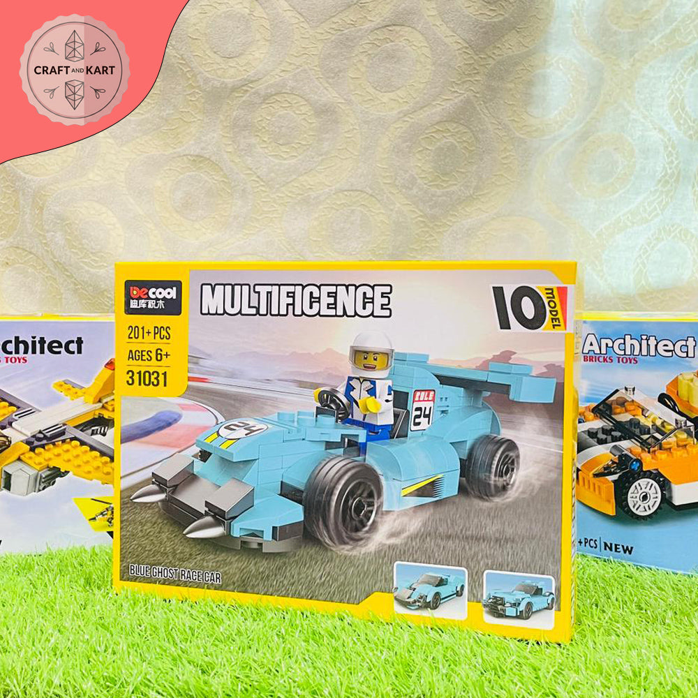 Decool Multificence 10-in-1 Blue Ghost Race Car