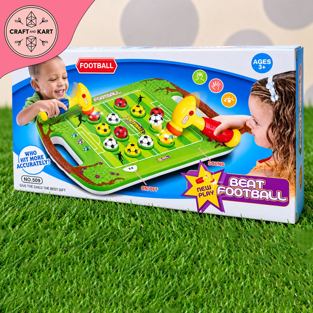 Beat Football Game for Kids | Interactive Soccer Tabletop Game with Hammer Bat, Sound & Light | Indoor Football Toy for Children 3+