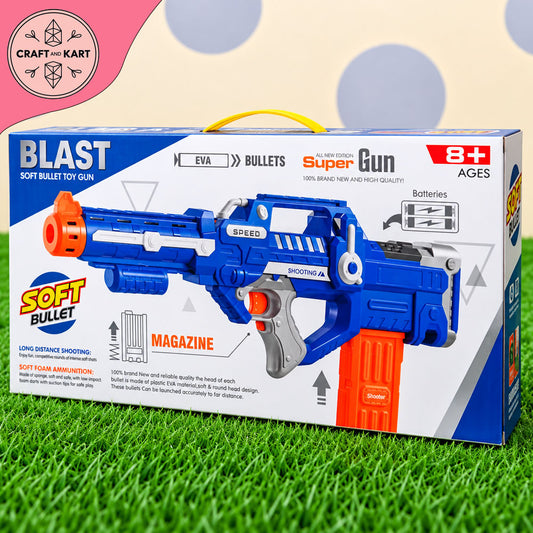 BLAST Super Soft Bullet Toy Gun for Kids – EVA Foam Bullet Blaster with Magazine, Long-Distance Shooting & 8+