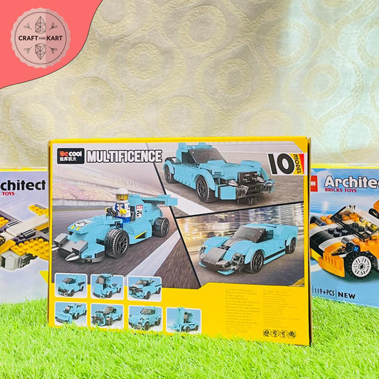 Decool Multificence 10-in-1 Blue Ghost Race Car