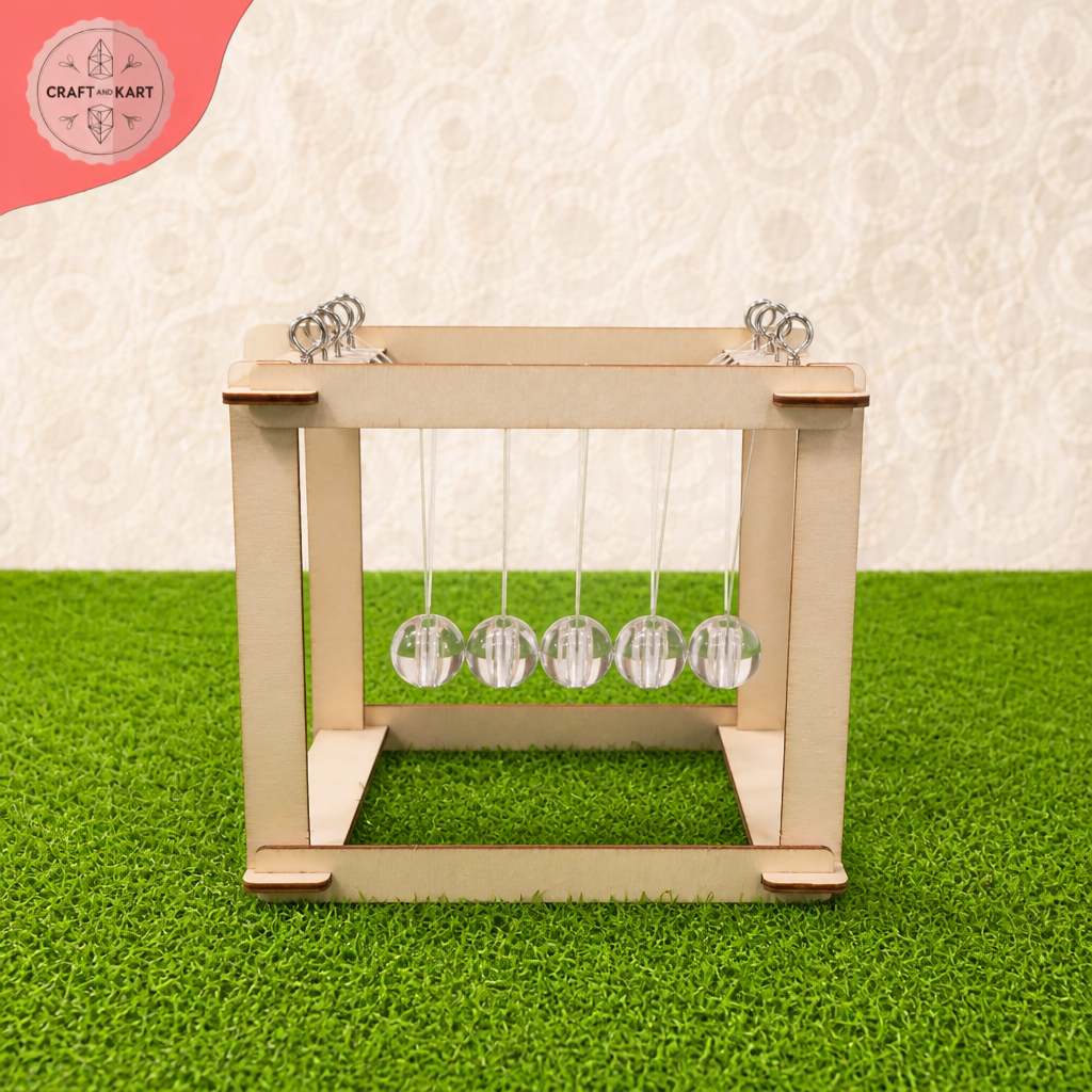 DIY Newton's Cradle Pendulum Wooden STEM Kit for Kids (Ages 6+) – Educational Physics & Science Experiment Assembly Model Toy | Craft & Kart